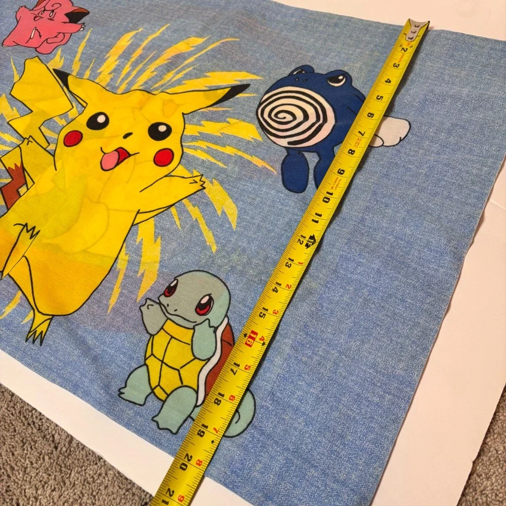 Vintage 1998 Pokemon Pillowcase Ash Pikachu Squirtle Nintendo Wamsutta Blue 90s
